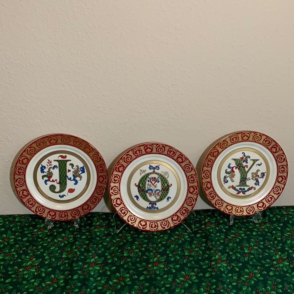 Home Interiors JOY Decorative Christmas Plates, NIB